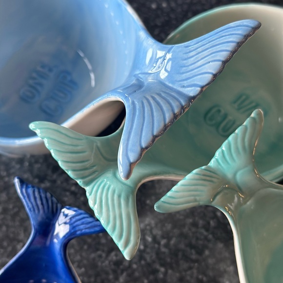 Anthropologie Whale Measuring Cups Stoneware Kitchen Complete Set of 4 - Picture 3 of 6